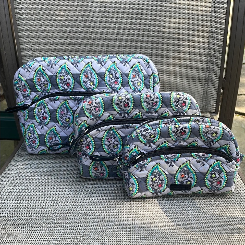 Vera Bradley quilted cosmetics bags sat